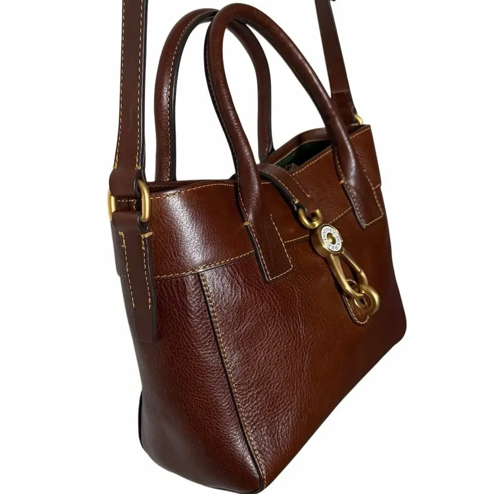 Dooney & Bourke Florentine Small Barlow Satchel Chestnut Leather Crossbody